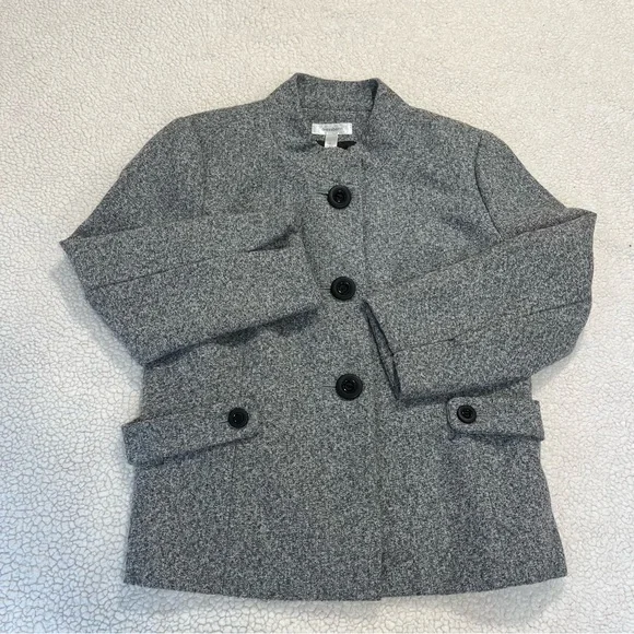 Dressbarn Womens Size M, Gray Mandarin Collar Career Button Up Jacket - Picture 13 of 14